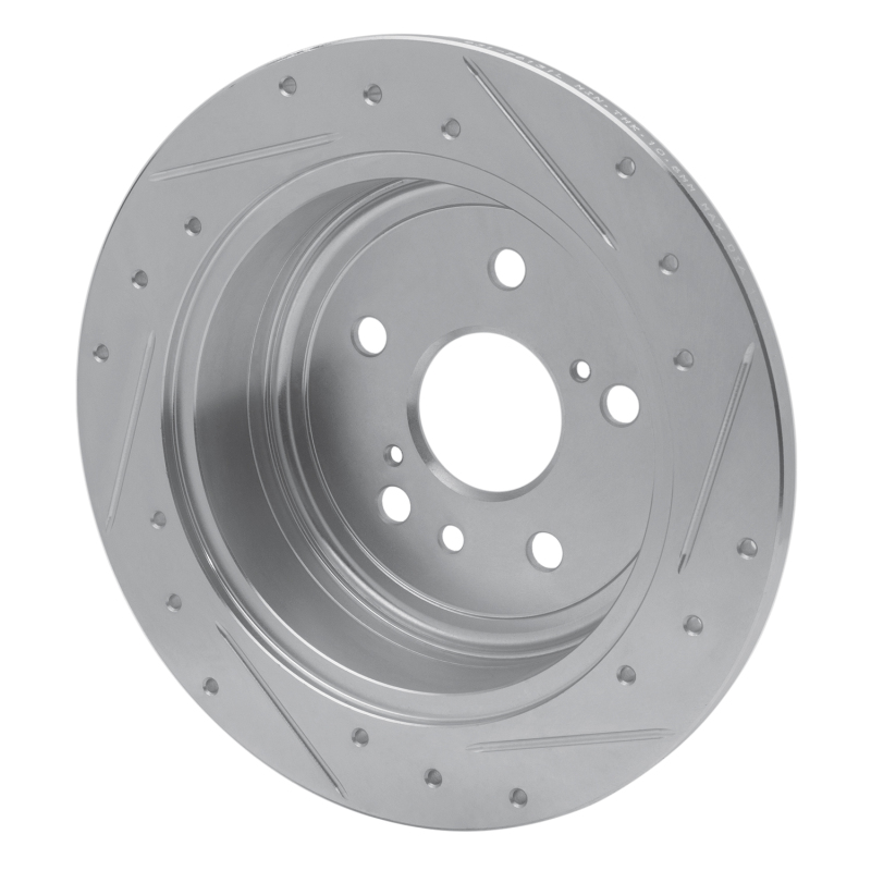 Toyota Sienna Brake Rotor (1) - Rear Left - R1 Concepts - Drilled & Slotted - Silver - `04-`10